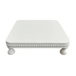 Farmhouse Display Wood Riser, 12" Decorative Beaded Pedestal Stand, Square Ti.... Fixed Price $40.56.