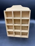 Wooden Country Mini Display Shelf 8.75"H X 6.25"W 12 Openings. Fixed Price $15.00.