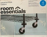 4 Room Essentials Strata Industrial Style Casters Wheels Fits 3 & 5 Tier Shelves. Fixed Price $20.00.