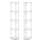 Furinno Turn-n-tube 5 Tier Corner Display Rack Multipurpose Shelving Set Of 2. Fixed Price $72.12.