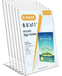 Acrylic Sign Holder 8.5 X 11 Vertical Plastic Paper Flyer 6 Pack. Fixed Price $32.38.
