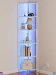 Tier Corner Shelf With Led Light, 67.5 Tall, White Metal Frame, Storage Rack. Fixed Price $103.48.