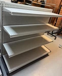 Madix Gondola Shelving Gray Metal Wall Shelves Lot 10 Pharmacy Convenience Store. Fixed Price $1990.00.