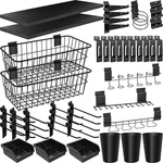 43 Pc Slatwall Organizer Kit With Hooks, Shelves, Baskets, Bins, Cups, Screwd.... Fixed Price $92.87.