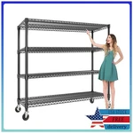 Heavy Duty Wire Storage Shelves With Wheels 4 Tier Metal Garage Shelving Unit. Fixed Price $129.99.