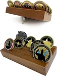 Challenge Coin Holder Display Case - 4 Row Solid Wood Military Rack Small Army. Fixed Price $17.46.