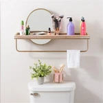 Linon Lila Center Mirror Wood And Metal Wall Shelf Gold. Fixed Price $77.01.