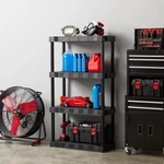 4 Shelf Plastic Garage Basement Shelves Durable All Storage Needs Hyper Tough. Fixed Price $46.73.