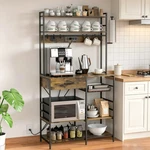 Large Brown Shelf Unit With Power Outlet, Freestanding Storage Organizer. Fixed Price $58.99.