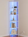 Furnulem 6 Tier Corner Shelf With Led Light, Tall Standing Organizer For Living. Fixed Price $104.99.