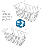White Wire Baskets For Slatwall, Gridwall And Pegboard 12" X 6" (set Of 2). Fixed Price $17.78.