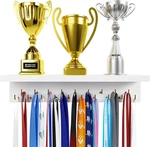 Evermore Medal Hanger Display And Trophy Shelf With Hooks - Wooden Holder. Fixed Price $33.00.