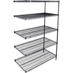 5 Shelf Nexelon Blue Wire Shelving Unit Add 48""W 18""D 63""H. Fixed Price $328.43.