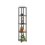 Furinno Turn-n-tube 5-TIER Corner Round Tube, French Oak Grey/black. Fixed Price $36.94.