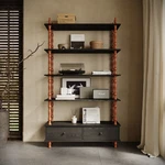 Modern Solid Wood Veneered 5 Tier Bookcase 74 Inch Tall Black Open Shelving Unit. Fixed Price $341.00.