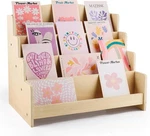 4-TIER Wooden Greeting Card Display Stand, Sticker Organizer Rack, Burlywood. Fixed Price $42.99.
