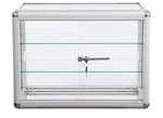 24 X 18 In. Glass Countertop Showcase Tower Display Silver. Fixed Price $135.00.