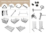 Gridwall Mesh Display Panels Chrome Accessories Hooks Basket Retail Shopfitting. Fixed Price $144.99.