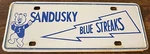 Vintage Sandusky High School Blue Streaks Booster License Plate Ohio Steel. Fixed Price $69.99.