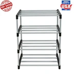 Stackable 4 Tier Shoe Rack Space Saving Organizer Holds 8 Pairs Easy Assembly Us. Fixed Price $27.26.