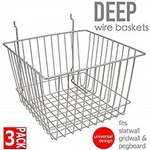Only Hangers Deep Wire Baskets For Gridwall, Slatwall And Pegboard- Chrome 3PK. Fixed Price $44.46.